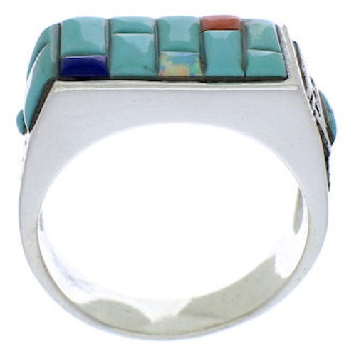 Southwestern Multicolor Silver Ring Size 12 EX41544