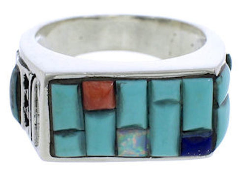 Multicolor Southwestern Silver Ring Size 11-1/4 EX41565