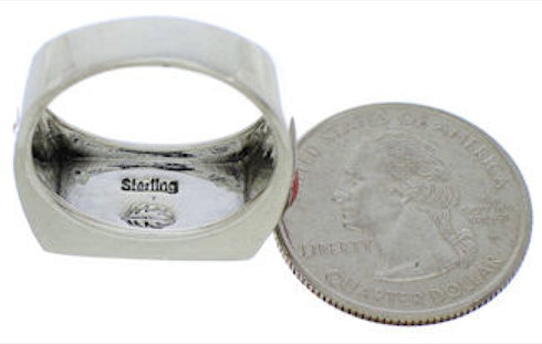 Multicolor Inlay Sterling Silver Ring Size 11-1/4 EX41567