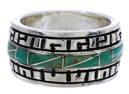 Turquoise Inlay Sterling Silver Southwest Ring Size 7-1/2 TX38463
