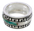 Southwestern Turquoise Inlay Sterling Silver Ring Size 5-3/4 TX38459