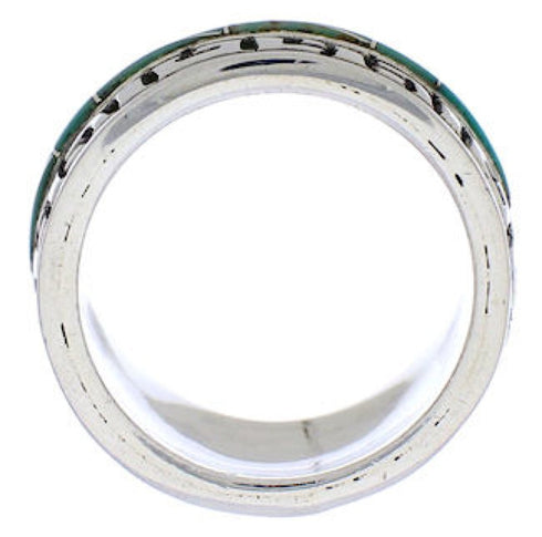 Turquoise And Southwest Sterling Silver Ring Size 7-3/4 TX38498