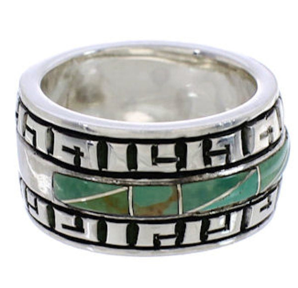 Turquoise Inlay And Sterling Silver Southwest Ring Size 6-1/4 TX38533