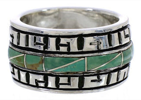 Turquoise Inlay And Sterling Silver Southwest Ring Size 6-1/4 TX38533