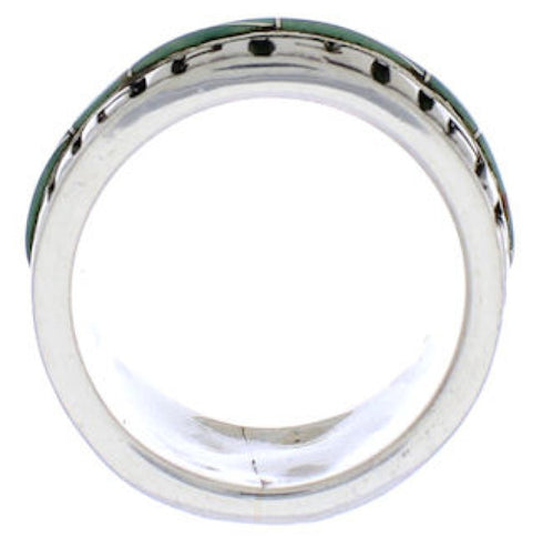 Turquoise Inlay And Southwest Silver Ring Size 8-1/2 TX38534