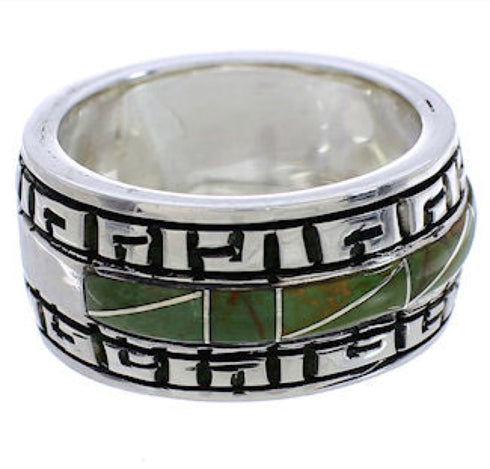 Southwestern Sterling Silver And Turquoise Ring Size 6-3/4 TX38542