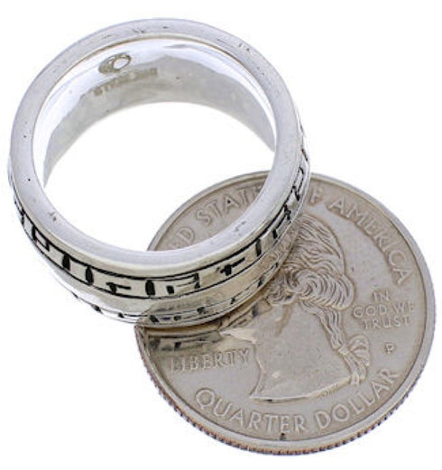 Southwestern Sterling Silver And Turquoise Ring Size 6-3/4 TX38542