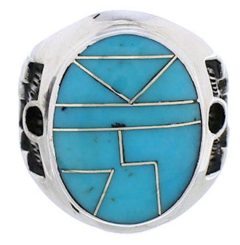 Sterling Silver Turquoise Inlay Southwestern Ring Size 6-1/4 TX38622
