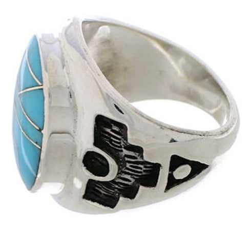 Silver And Turquoise Inlay Southwestern Ring Size 6-1/2 TX38620