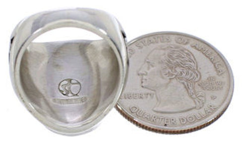 Silver And Turquoise Inlay Southwestern Ring Size 6-1/2 TX38620