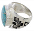 Silver And Turquoise Inlay Southwest Ring Size 5-3/4 TX38626
