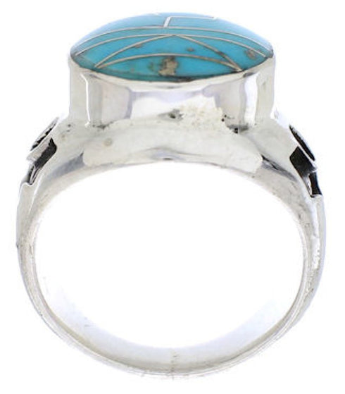 Silver And Turquoise Southwest Jewelry Ring Size 8-3/4 TX38641