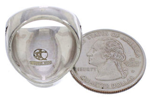 Silver And Turquoise Southwest Jewelry Ring Size 8-3/4 TX38641