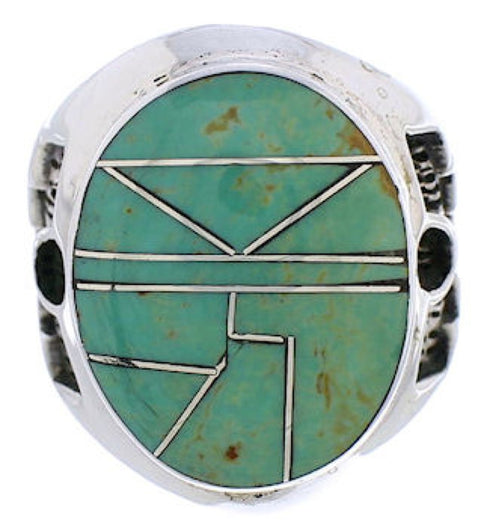 Genuine Sterling Silver And Turquoise Jewelry Ring Size 7-1/2 TX38665