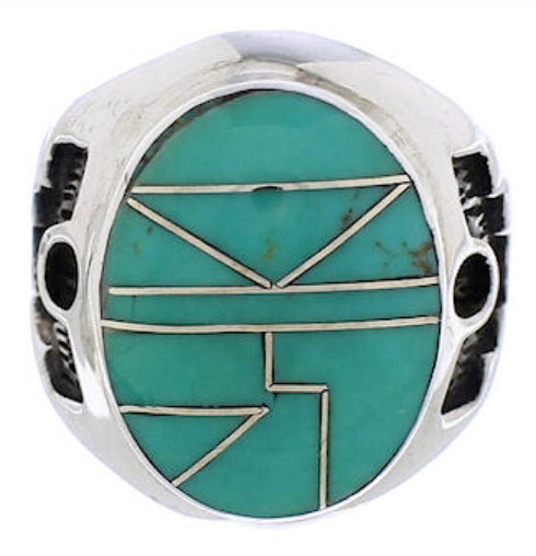 Southwest Silver Jewelry Turquoise Inlay Ring Size 7 TX38681