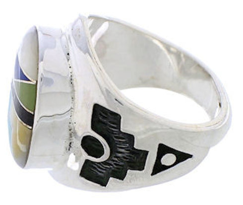 Multicolor Silver Southwest Inlay Ring Size 7-3/4 TX38700
