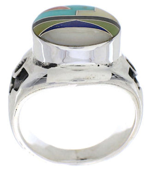 Multicolor Silver Southwest Inlay Ring Size 7-3/4 TX38700