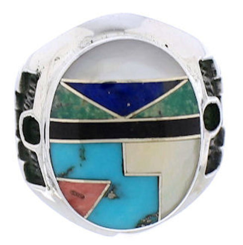 Multicolor Silver Southwestern Inlay Ring Size 6-1/2 TX38701
