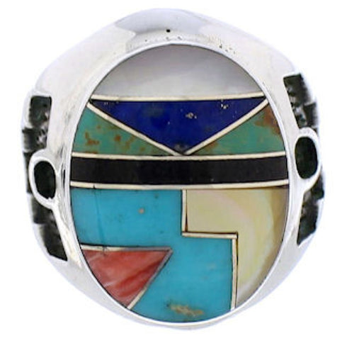 Multicolor Sterling Silver Southwest Inlay Ring Size 7-1/4 TX38704