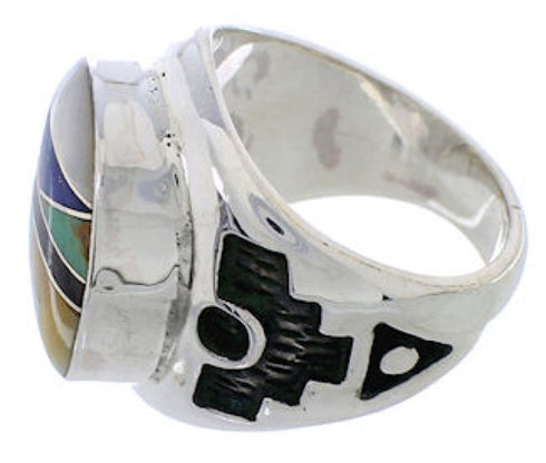 Multicolor Sterling Silver Southwestern Inlay Ring Size 6-1/4 TX38702