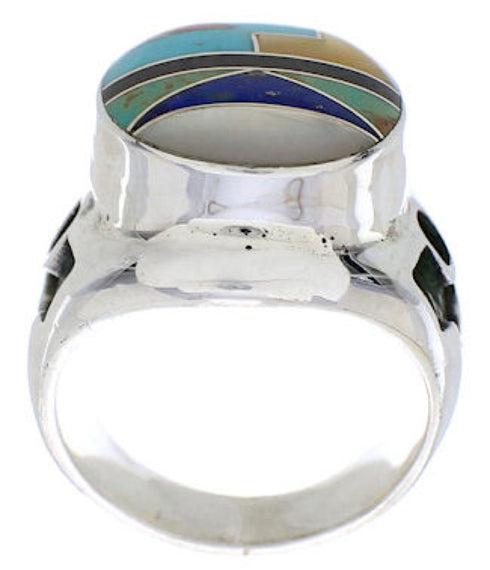 Multicolor Sterling Silver Southwest Inlay Ring Size 7-1/4 TX38704