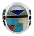 Authentic Sterling Silver Multicolor Inlay Ring Size 7-1/2 TX38730