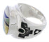 Southwest Authentic Sterling Silver Multicolor Ring Size 8-3/4 TX38733