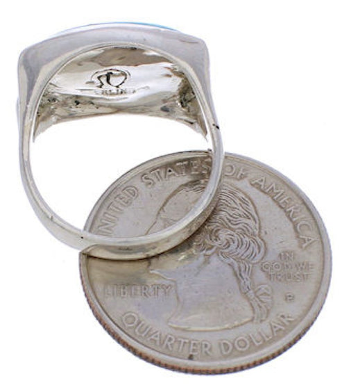 Sterling Silver Southwestern Turquoise Jewelry Ring Size 6-3/4 TX39754