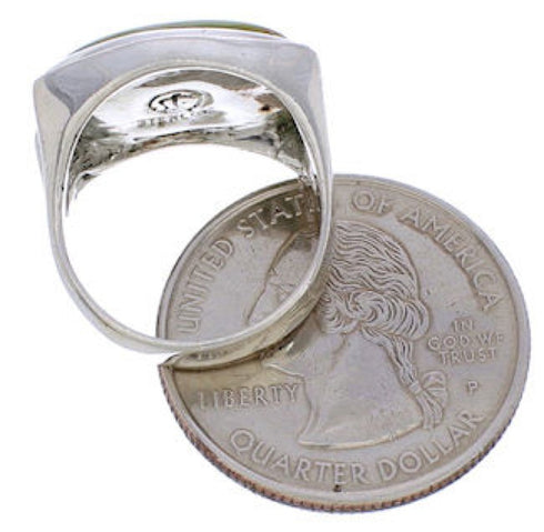 Southwestern Turquoise Silver Jewelry Ring Size 6-3/4 TX39839