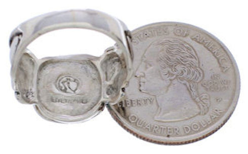 Southwestern Turquoise Inlay Sterling Silver Ring Size 6-3/4 TX39908