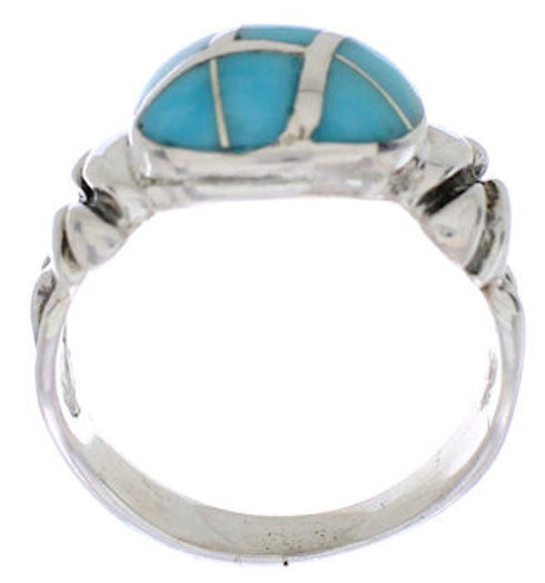 Turquoise Inlay And Sterling Silver Ring Size 8-3/4 TX39914