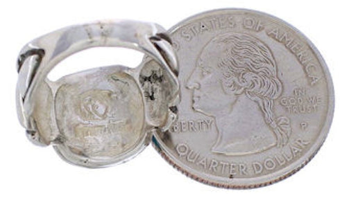 Turquoise Inlay And Silver Ring Size 4-3/4 TX39916