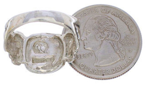 Southwest Turquoise Inlay And Silver Ring Size 5-1/4 TX39930