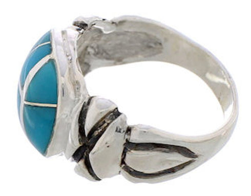 Southwest Turquoise Inlay And Sterling Silver Ring Size 5-1/4 TX39933