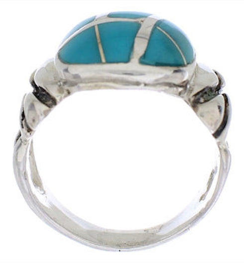 Sterling Silver And Turquoise Inlay Ring Size 5-1/2 TX39936