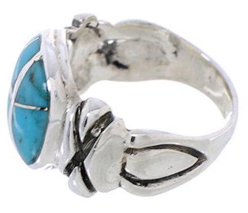 Southwest Silver And Turquoise Inlay Ring Size 7 TX39939