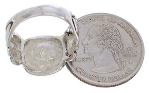 Southwest Silver And Turquoise Inlay Ring Size 7 TX39939