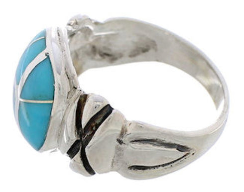 Silver And Turquoise Southwest Ring Size 8 TX39965