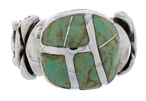 Silver And Turquoise Inlay Jewelry Ring Size 7 TX39970