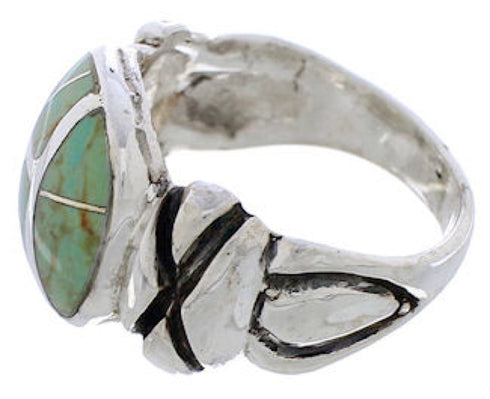 Silver And Turquoise Inlay Jewelry Ring Size 7 TX39970