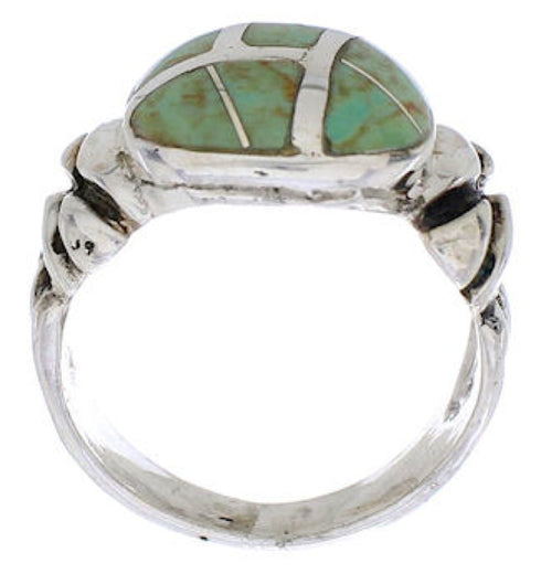 Silver And Turquoise Inlay Jewelry Ring Size 7 TX39970