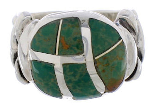 Sterling Silver And Turquoise Inlay Jewelry Ring Size 4-3/4 TX39980