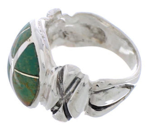 Sterling Silver And Turquoise Inlay Jewelry Ring Size 4-3/4 TX39980