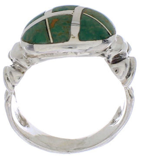 Sterling Silver And Turquoise Inlay Jewelry Ring Size 4-3/4 TX39980