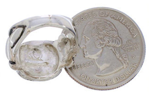 Sterling Silver And Turquoise Inlay Jewelry Ring Size 4-3/4 TX39980