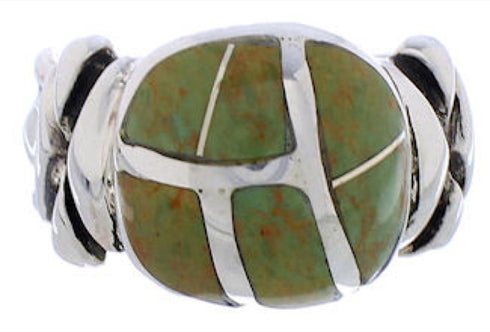 Sterling Silver Turquoise Inlay Southwest Ring Size 8 TX39996