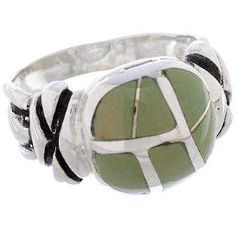 Silver Turquoise Inlay Southwestern Ring Size 5-1/4 TX40000
