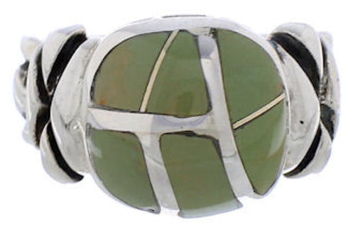 Silver Turquoise Inlay Southwestern Ring Size 5-1/4 TX40000