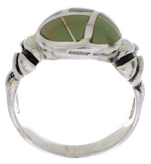 Silver Turquoise Inlay Southwestern Ring Size 5-1/4 TX40000