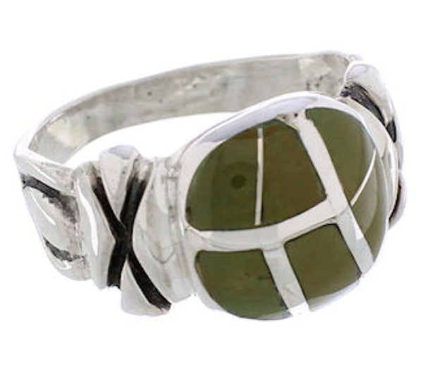 Silver Turquoise Inlay Southwest Ring Size 5-1/4 TX40001
